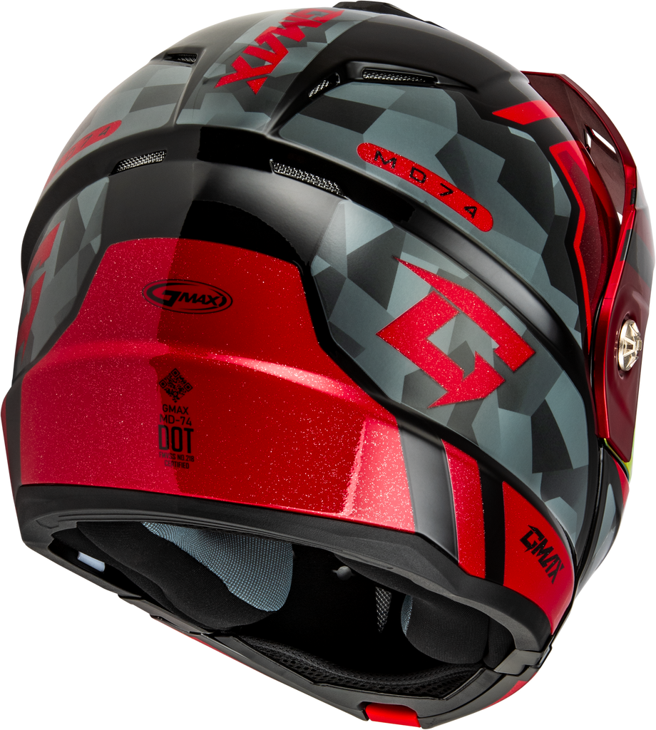 Md 74 Striker Modular Helmet W Red Shield Blk/Gry/Rd Mtlc Sm