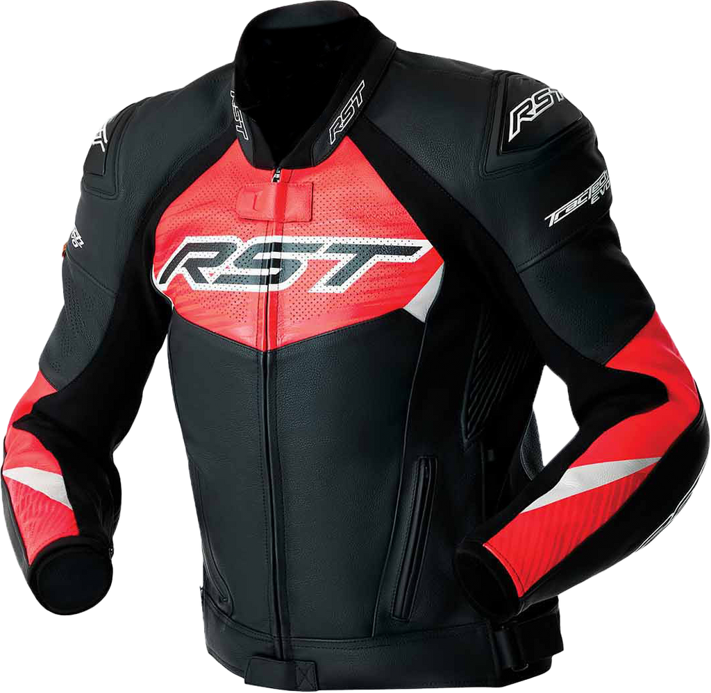 Tractech Evo D3o Jacket Blk/Flo Red Leather Md