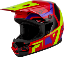 Load image into Gallery viewer, Youth Kinetic Scrap Helmet Red/Hi Vis/Purple/Black Ys