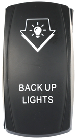FLIP Back Up Lighting Switch Pro Series backlit switch, showing on/off control with illuminated indicator for easy visibility.