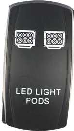 FLIP Pro Series backlit LED light pods lighting switch with a sleek design and illuminated control for easy use.