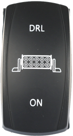 FLIP Standard DRL 3-Position Switch showing three switch positions for controlling vehicle lighting or electrical systems.