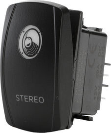 FLIP Stereo Accessory Switch Pro Series backlit switch, showing the illuminated switch with modern design and brand logo.
