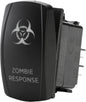 FLIP Zombie Response Lighting Pro Series backlit switch showing illuminated switch with black and red design details.