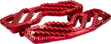 Load image into Gallery viewer, Red FLO MOTO Savage Floorboards foot controls for motorcycles, featuring durable metal construction and sleek design.