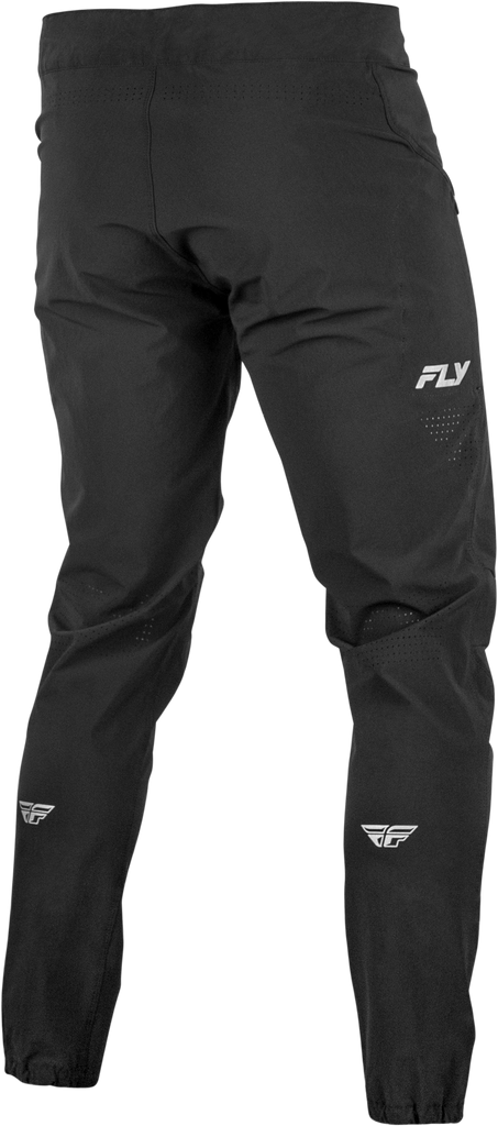 Black FLY MTB Enduro Pant in size 28, featuring durable fabric and adjustable fit for mountain biking.