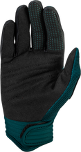 Load image into Gallery viewer, Fly Racing F 16 gloves in teal and white, showing the padded design and secure wrist closure for motocross riding.