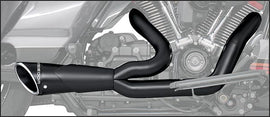 Freedom Combat 2-1 Shorty exhaust in black with chrome tip for Harley FLT models, 2017 and up, motorcycle exhaust system