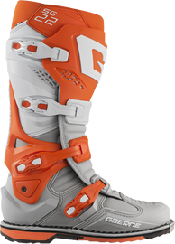 Gaerne SG-22 motocross boots in orange, white, and grey with size 11, featuring durable design and protective features.
