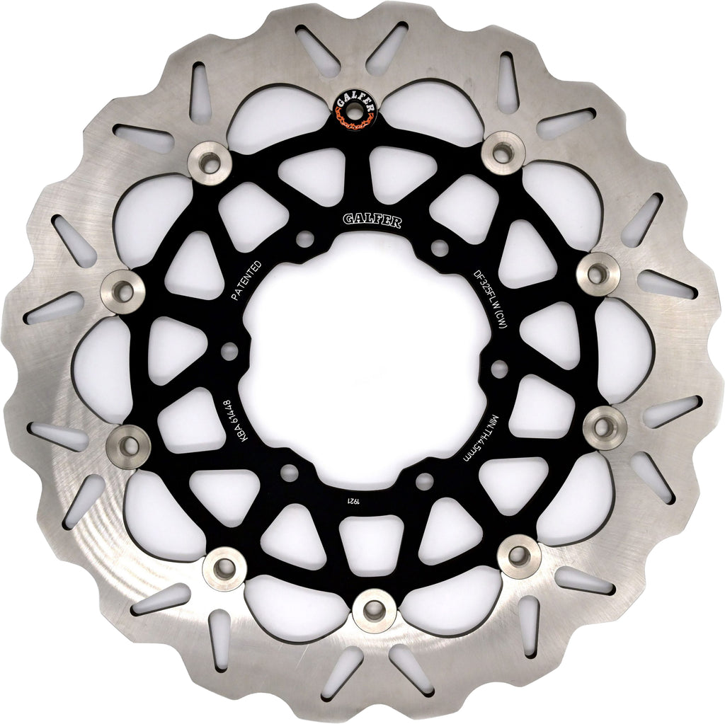 GALFER Wave front brake rotor for motorcycle, 17-5507 model, with ventilated design and stainless steel construction.