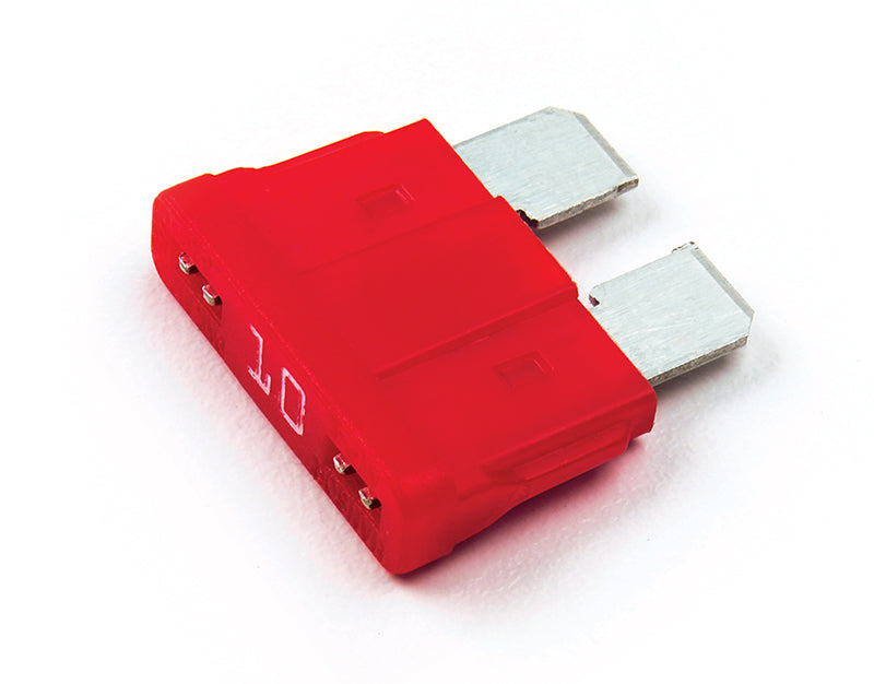 Grote electrical ATC fuse 10A, 5-pack, shown in black and clear plastic with metal prongs for automotive or electrical use.