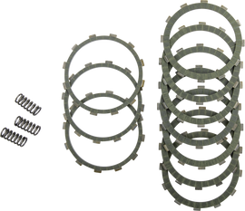 HARDDRIVE aramid clutch friction set with HD diaphragm spring, showing clutch components and spring in close-up view.