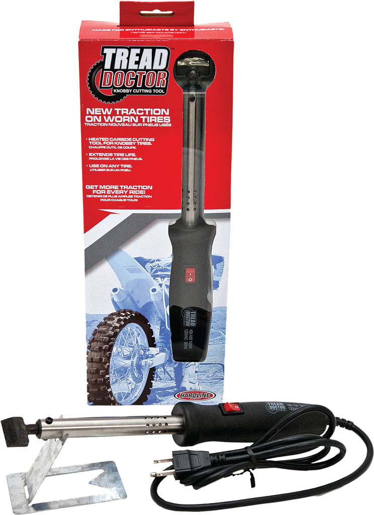 Hardline Tread Doctor 57-0090 automotive tool, handheld device with textured surface for tire tread inspection and cleaning.