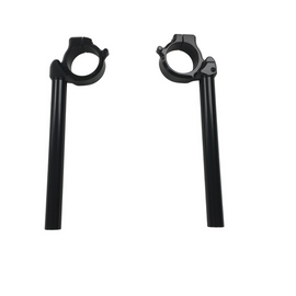 Black HeliBars replacement handlebars for Suzuki motorcycles, designed for comfort and durability.