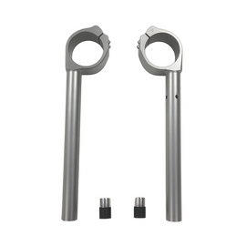 Silver HeliBars replacement handlebars for Yamaha motorcycles, designed for comfortable riding and precise control.