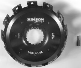 Hinson Billet Clutch Basket for Honda, high-quality billet aluminum clutch component with detailed machining.