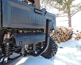 HORNET curved hitch spare tire mount bracket attached to a vehicle's rear for secure tire carriage.