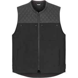 ICON CHAMONIX DENIM/LEATHER RIDING VEST BLACK - The Speed Shop Canada