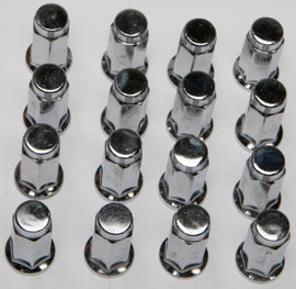 Set of ITP 16 chrome lug nuts with flat bases, 3/8