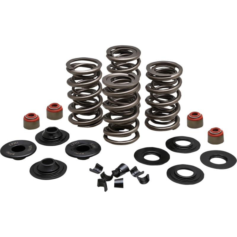 Kibblewhite Beehive Racing Valve Spring Conversion Kit for Harley Davidson engine with titanium retainers, shown on engine.