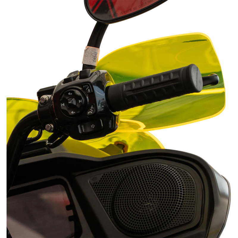 Klock Werks flare hand guards with red cable clutch for Harley Davidson motorcycle hand controls.