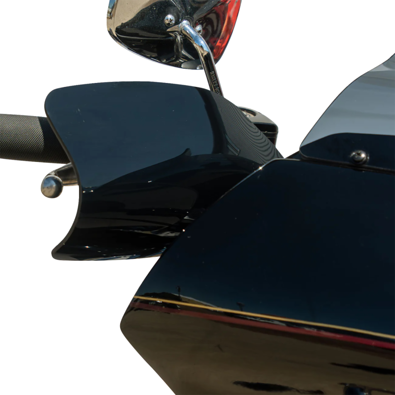 Klock Werks Flare Hand Guards with red cable clutch for Harley Davidson motorcycle hand controls.