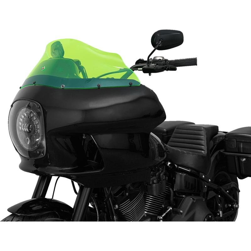 Klock Werks Flare Windscreen for Harley Davidson FXRT and FXRP models, yellow tinted motorcycle windshield with a sleek design.