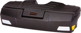 Kolpin front trail box luggage mounted on off-road vehicle for secure storage, durable black plastic construction.