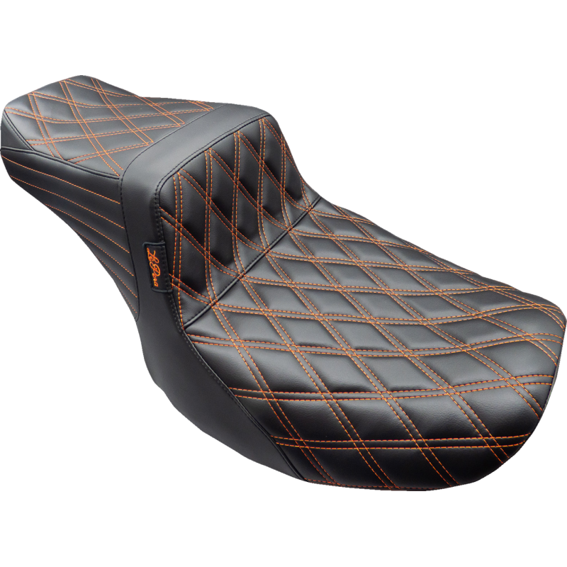 Lepara Seats Tailwhip seat in orange with diamond stitching for Harley Davidson Bagger 2024-2025, motorcycle seat replacement