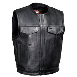 MILWAUKEE LEATHER MENS LOW KEY BLACK LEATHER VEST - The Speed Shop Canada