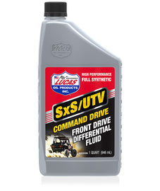 LUCAS SXS Synthetic Front Drive Differential Oil, 1 Qt bottle, part of a 6-pack case, for vehicle drivetrain lubrication.