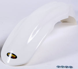 Maier front fender in white for motorcycle, part number 65-2465W, designed for durability and a sleek appearance.
