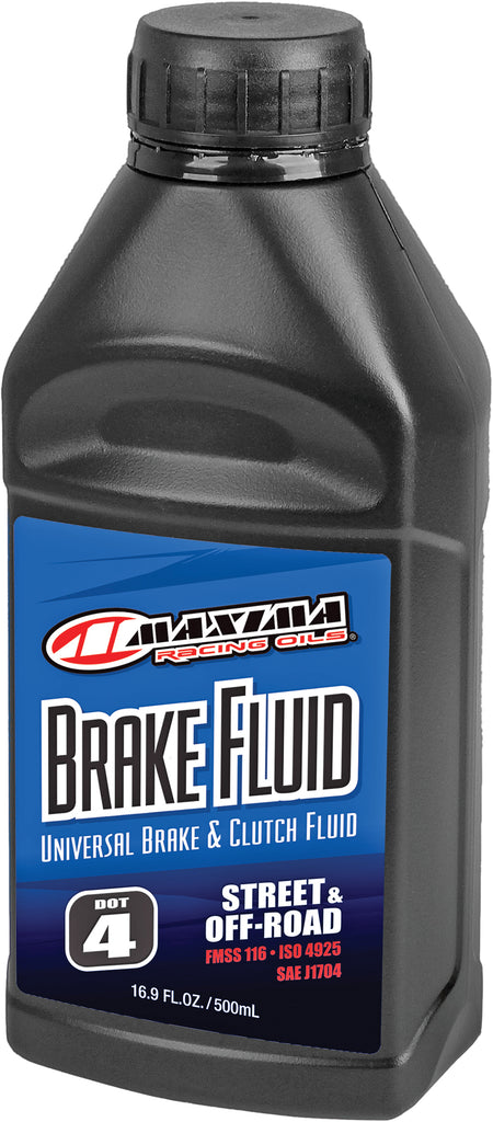 Maxima Brake Fluid Dot 4 in 500ml bottle, automotive brake fluid for vehicle braking systems from Maxima Chemicals.