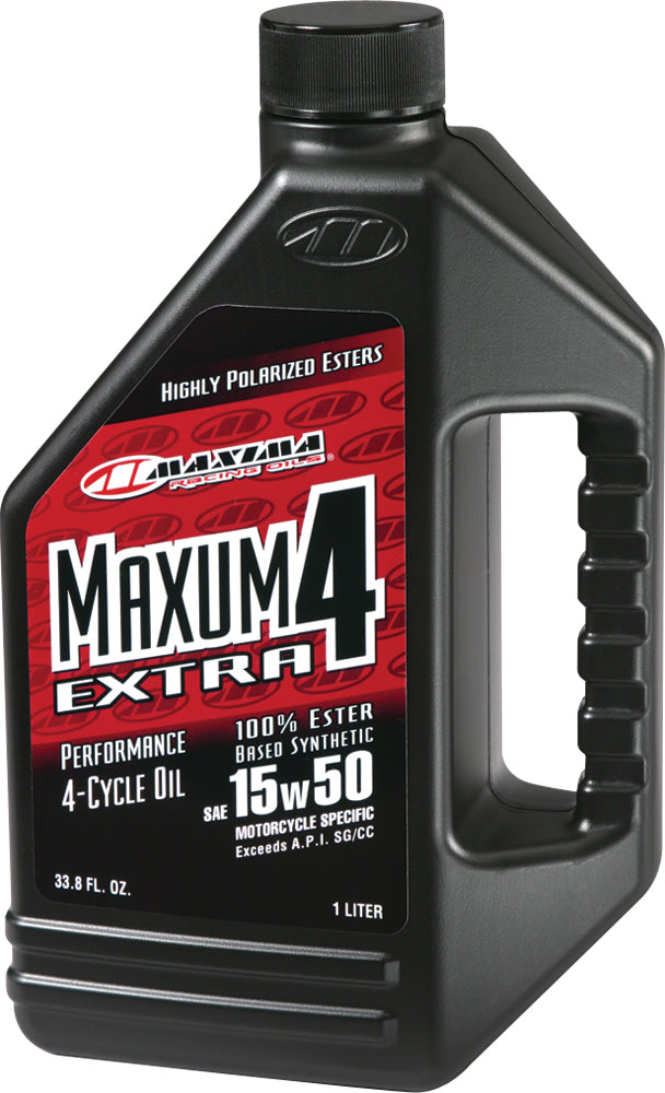Maxima Extra Motor Oil 4T 15W50, 1-gallon container, high-quality motorcycle engine oil, designed for optimal performance