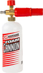 Maxima Foam Cannon 78-9989 attached to a pressure washer, used for applying foam cleaning chemicals for car detailing.