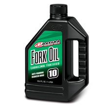 Load image into Gallery viewer, Maxima Fork Oil 10W in a 1-liter container, designed for motorcycle suspension forks, made by Maxima Chemicals.