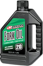 Maxima Fork Oil 20W in a 1-liter container, suitable for motorcycle suspension, with Maxima branding on the label.