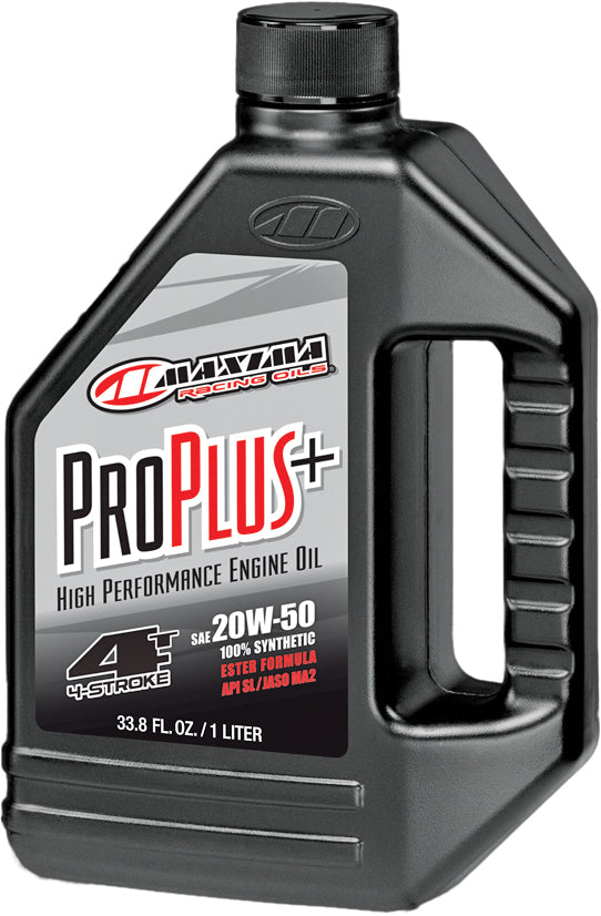 Maxima Proplus Oil 4T 20W50 1L bottle, automotive engine oil from Maxima, with label and cap visible.