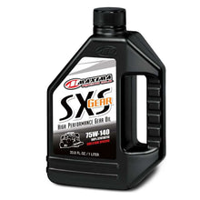 Load image into Gallery viewer, Maxima SXS Synthetic Gear Oil 75W140 in 1L bottle, shown with 12-pack case, ideal for vehicle transmission lubrication.