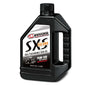 Maxima SXS Synthetic Gear Oil 75W140 in 1L bottle, shown with 12-pack case, ideal for vehicle transmission lubrication.
