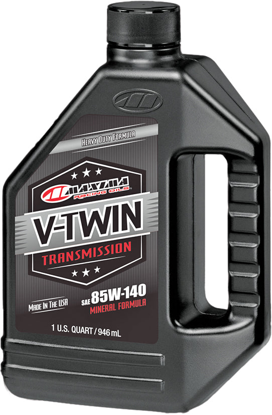 Maxima V-Twin Transmission Oil 85w140 in 32oz bottle, ideal for motorcycle transmissions and gearboxes, by Maxima.