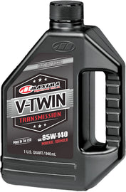 Maxima V-Twin Transmission Oil 85w140 in 32oz bottle, ideal for motorcycle transmissions and gearboxes, by Maxima.