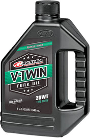 Maxima V-Twin Type E Fork Oil 20wt in a 32oz bottle, ideal for motorcycle front fork suspension maintenance.