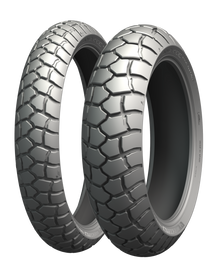 Michelin Anakee Adventure front tire 90/90-21 54V bias TT/TL for motorcycles, featuring tread pattern and sidewall details.