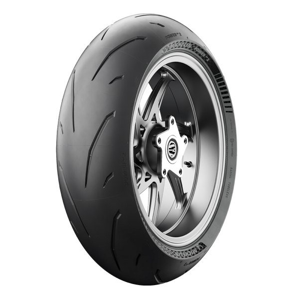 Michelin Power GP2 rear motorcycle tire 200/55ZR17 radial tire with W speed rating, black rubber tread, and sidewall branding.