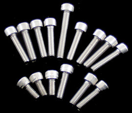 ModQuad 9-piece stainless steel clutch cover bolt kit with fittings and fasteners, designed for ATV or motorcycle clutch cover.