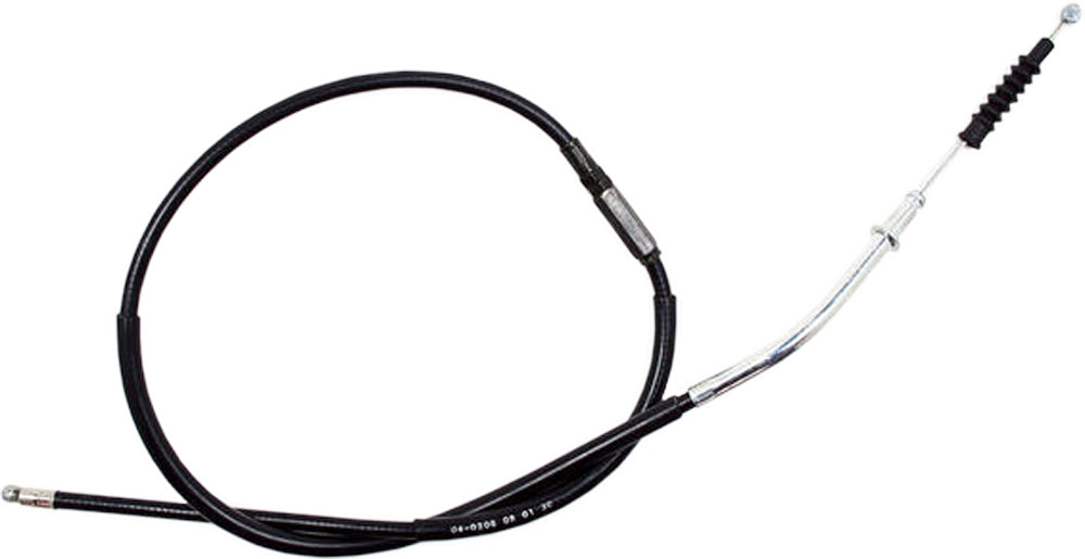 Motion Pro black vinyl front brake cable for motorcycle, durable control line with secure fittings and flexible design.
