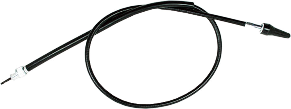 Motion Pro black vinyl Speedo cable for motorcycle, durable control line with hydraulic compatibility, shown coiled and ready for installation.
