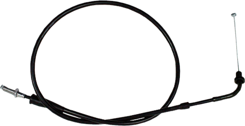 Motion Pro black vinyl throttle cable for motorcycle control lines, featuring durable construction and flexible design.