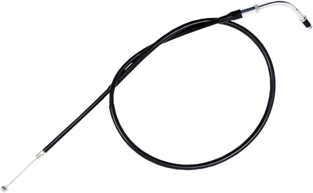 Motion Pro black vinyl throttle pull cable for motorcycles, featuring durable construction and flexible control line design.